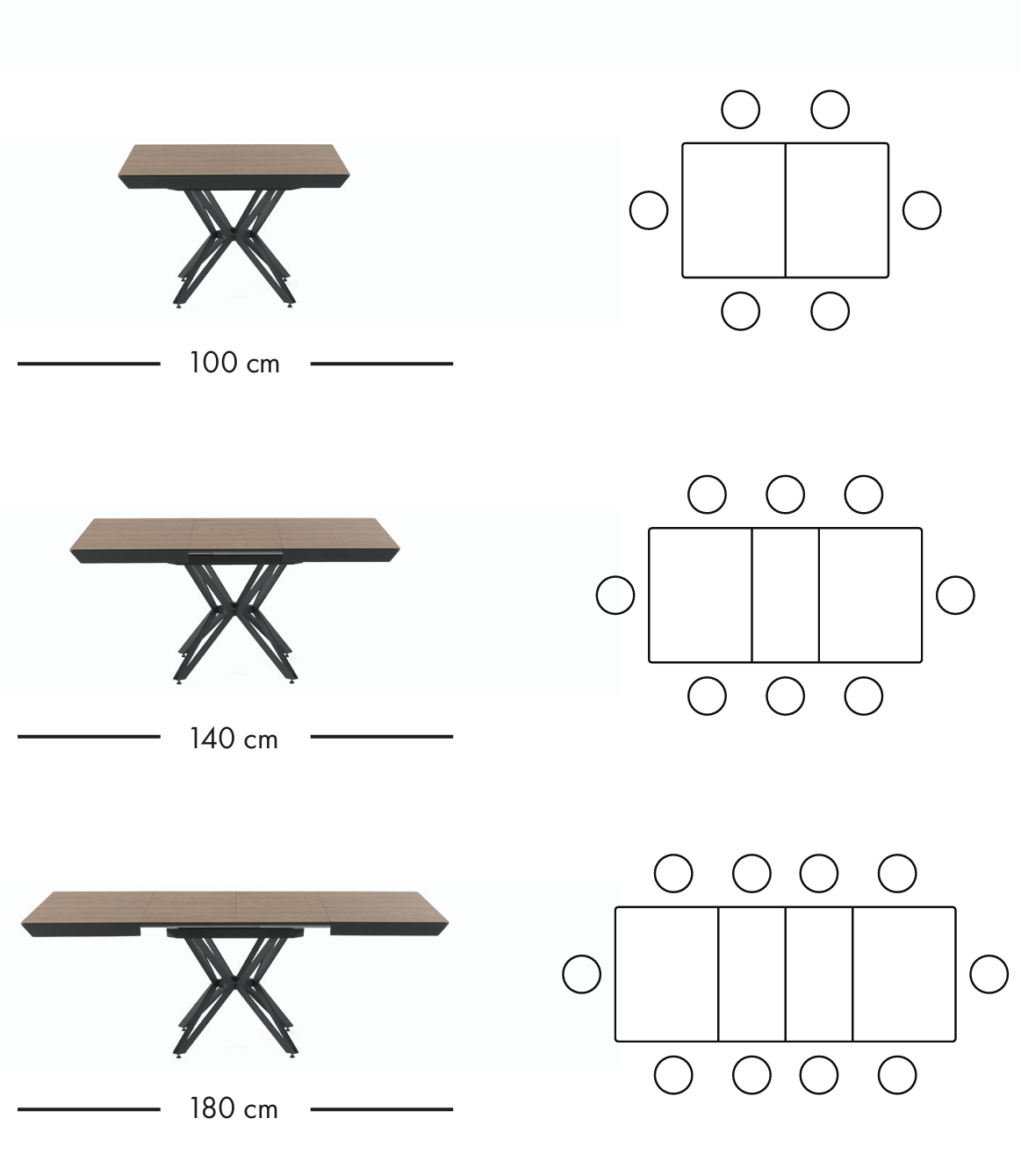 Panama utdragbart matbord 100–180 cm