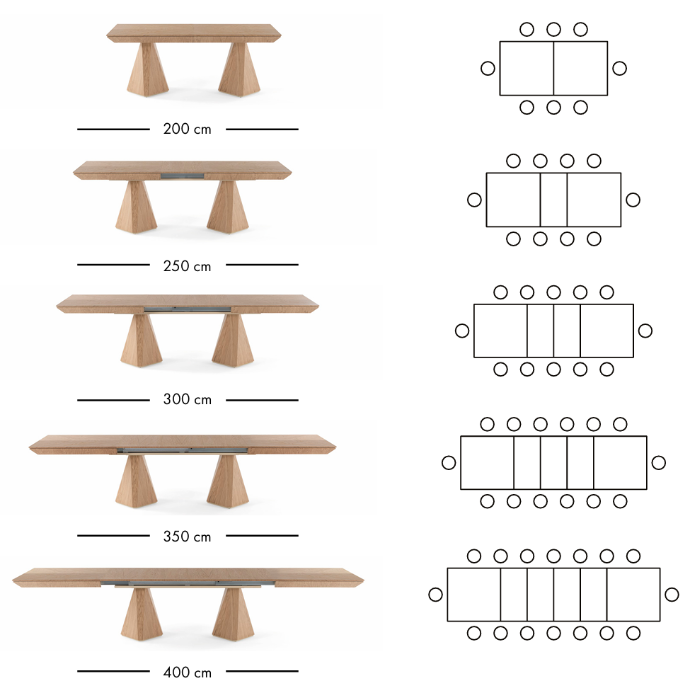 Diamond utdragbart matbord 200–400 cm – Natur-ek